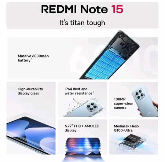 Xiaomi Redmi Note 15 4G NFC 6,77" – Helio G100-Ultra, Cámara de 108 MP y Batería de 6000 mAh - Imagen 8
